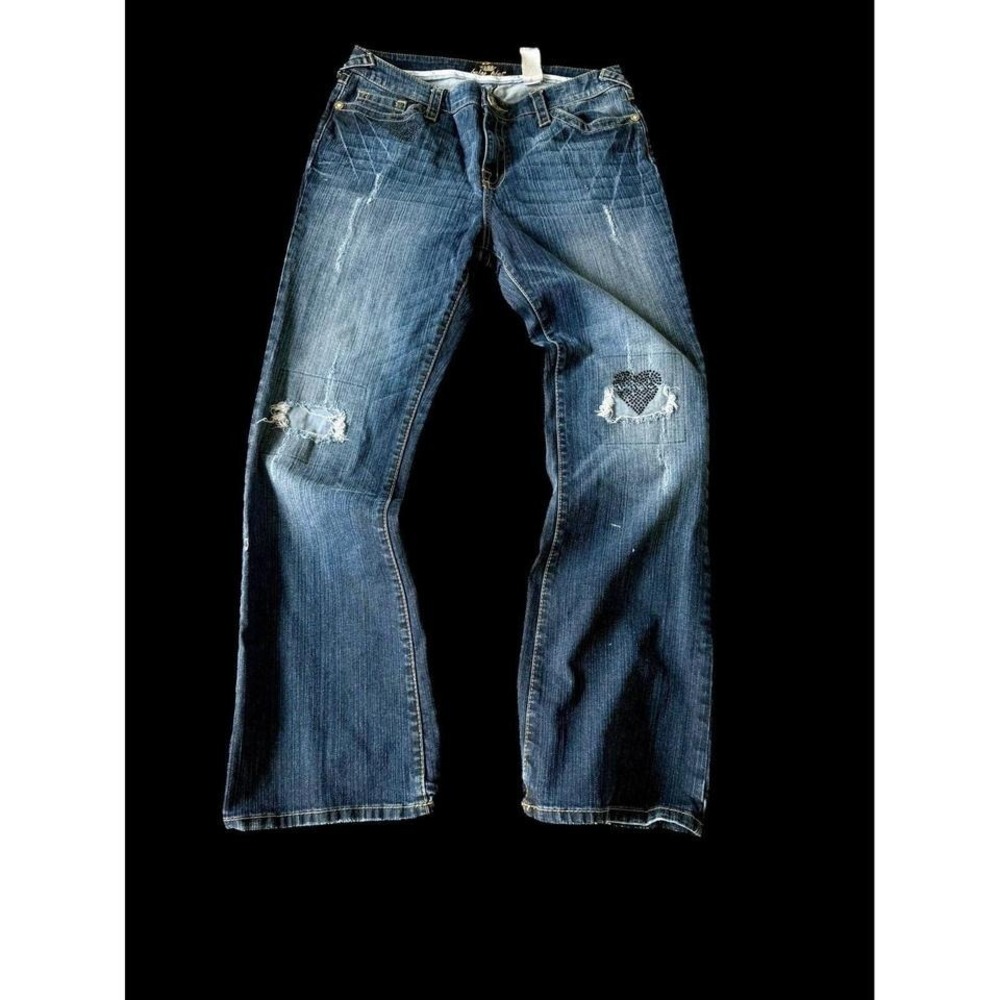 Vintage Y2K Baby Phat Womens Jeans Blue Denim‎ Embroidered Sz 31.5x30